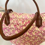 Falls Creek NWOT Cream & Pink Straw Tote Bag One Size Beach Everyday Purse Photo 2