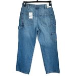 Forever 21 SZ 29 Cargo Jeans High-Rise Zip-Fly Relaxed Fit Light Wash Whiskered Photo 3