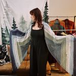 Handmade Elegant Multicolor (Blue, Green, and Cream) Crochet Shawl Photo 1