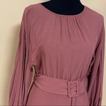 ZARA 🛍️  Rust Pink Belted Peasant Puff Sleeve Midi Dress Size S Photo 5