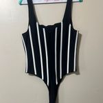 Misha Collection Revolve Black and White Striped Bodysuit Top Photo 6