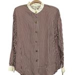 NWT Bobbie Brooks Vintage Red & White Striped Long Sleeve Button Front Blouse Size XL Photo 0