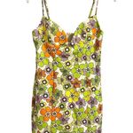 ZARA  Bright 70s Style Retro Floral Mini Dress Women's sz. XS Green Multicolor Photo 1