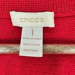 Chico's  Cardigan Jacket 1 Red Cotton Retro Preppy Mod Grandma Statement Buttons Photo 1