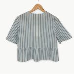 Sézane NWT  Ileana Striped Tie-Front Crop Blouse | Sz EU 36 (US 4) | Ecru/Blue Photo 4