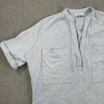 FRNCH June Short Sleeve Double Pocket Shirt Women's Medium Light Blue Cotton Photo 1