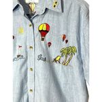 Christopher & Banks Christopher‎ & Banks Vintage Embroidered Beach Balloon Scene Button Up Shirt M Photo 5