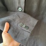 Talbots Sz 10 Irish Linen Black Mock Neck Button Down Blazer Shoulder Pads Photo 5