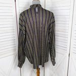 ZARA  Metallic Striped Crinkle Mock Neck Blouse Gold Multi Small Photo 3