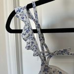 Hollister Floral White and Blue Ruffle Bikini Top Photo 1