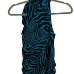 Soulmates  Vintage Y2K Blue Zebra Tie Neck Blouse Photo 1