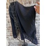 Vintage Russ Berens Mailbu USA Open Front Cape Sz L Black Linen Artsy Fe… Photo 3