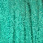 BKE Red by  Floral Mini Dress in Jaquard Green M Satin V-Neck Dress Long‎ Sleeve Photo 5