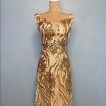 Faeriesty NWT Gold/Champagne Embellished Sequin Gown for Prom Size Small Gold Photo 1