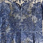 Tahari Blue Sequin Lace Sheath Cocktail Dress Size 6 Evening Wedding Guest Photo 5