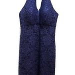 B Darlin Formal Halter Blue Lace Dress Photo 0