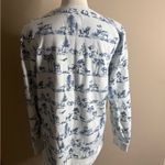Vintage lands end Blue and White Scenic Print Sweatshirt size large Photo 10