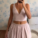 Oh Polly  Pink Stripe Set Crop Top & Skirt Soft Mauve Photo 0