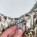 J for Justify Cream Floral Fit & Flare Puff Peasant Sleeve Mini Dress Small S Photo 2