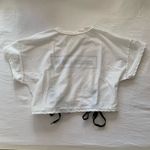 “No Hard Feelings” White Crop Tee Black Lace Photo 7