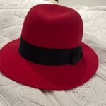 100% wool women Red and Black Fedora Hat with Classic Shape and Sturdy Brim Photo 1