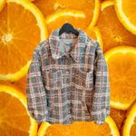 Democracy  Plaid Fuzzy Fleece Lined Shirt Jacket Womens Medium  Button Up Photo 3