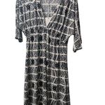 3th & Love Black White‎ Geometric Print Midi Dress V Neck Casual L Size L Photo 0