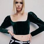 ZARA NWT Women's S Green Velvet Corset Top Long Sleeve Evening Night Out Dinner Photo 0
