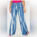 Pretty Little Thing Women's Mid Blue Wash High Waist Tie Dye Wide Leg Jeans 8 Photo 1