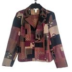 Dressbarn Jacket Blazer patchwork Brocade Abstract Full Zip w/ Tassel Size MD Red Size M Photo 0