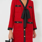 Tuckernuck Pomander Place Coco Tweed Bow Mini Dress in Red Size XXXL Photo 0