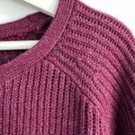 Chico's  Sz 1 US M 8 Sweater Rib Texture Dawn Pullover 3/4 Dolman Sleeve Burgundy Photo 5