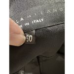 PAMELA MILANO Italian Black Satin Midi Dress IT 50 (XL) Green Cuff Dolman Sleeve Photo 7