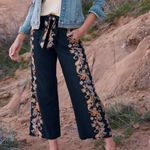 Boston Proper  PAISLEY SCROLL BELTED PULL ON CROP PANT NAVY BOHO XS Photo 12