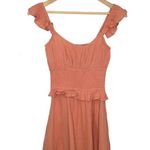 Socialite Smocked Waist Ruffle Strap Sleeveless Cotton Mini Dress Coral S Photo 1