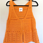 Aerie  Bright Orange Open Knit Scoop Neck Sleeveless Sweater Tank Top Shirt XL Photo 0