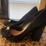 Vince Camuto  Black Sueded Heels with Gold Bow Accent Photo 2