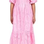 Sanctuary Ruffle Puff Sleeve Eyelet Maxi Dress Pink Size 6 NWOT Photo 6