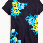J.Crew  Blue Short Sleeve Tee Floral Design Photo 0