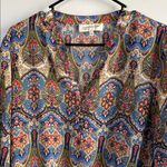 Jones New York  Size L Multicolor Paisley Blouse Photo 3