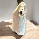 Takara Size Medium Beige High Low Top Crochet Accent Linen Blend juniors Photo 1
