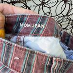 American Eagle Mom Jean Stretch Red Blue Railroad Stripe Size 0 Regular Photo 4