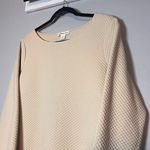 Coldwater Creek  Textured Pullover Sweatshirt Cream Waffle Size XL Patch Pockets Photo 0
