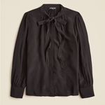J.Crew Tie-neck blouse in crepe de chine black satin size 2 Photo 0