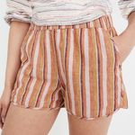 Madewell Linen Blend Printed Pull-On Shorts Rainbow Stripe Photo 0