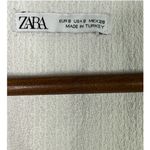 ZARA Textured Detail Keyhole Tie Front Short Sleeve V Neck Crop Top S White Photo 6