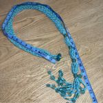 Vintage Seed Beaded Belt Woven Indonesia Boho Handmade Turquoise Blue Green Photo 4
