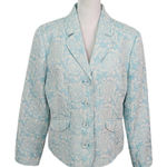 Liz Claiborne  Blue Floral Blazer Size 12 Blue Jacquard Blazer Photo 0
