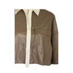 Mulla Size M Two Tone Leather Shirt Dress Button Down Cotton Long Sleeve White Size M Photo 3