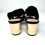 MARC NEW YORK Andrew Marc black textile slides, round gold heels, size 6 Photo 6